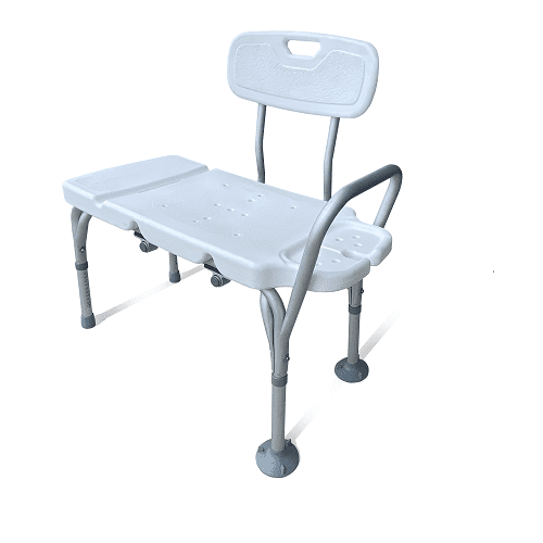 RG9095-Deluxe-Transfer-Bench Bath Transfer Bench - White Plastic, Chromed Legs