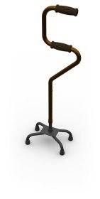 Walking Stick, Quad Base, Crook Handle, Standing Assist, Bronze 850-1080mm (113Kg)